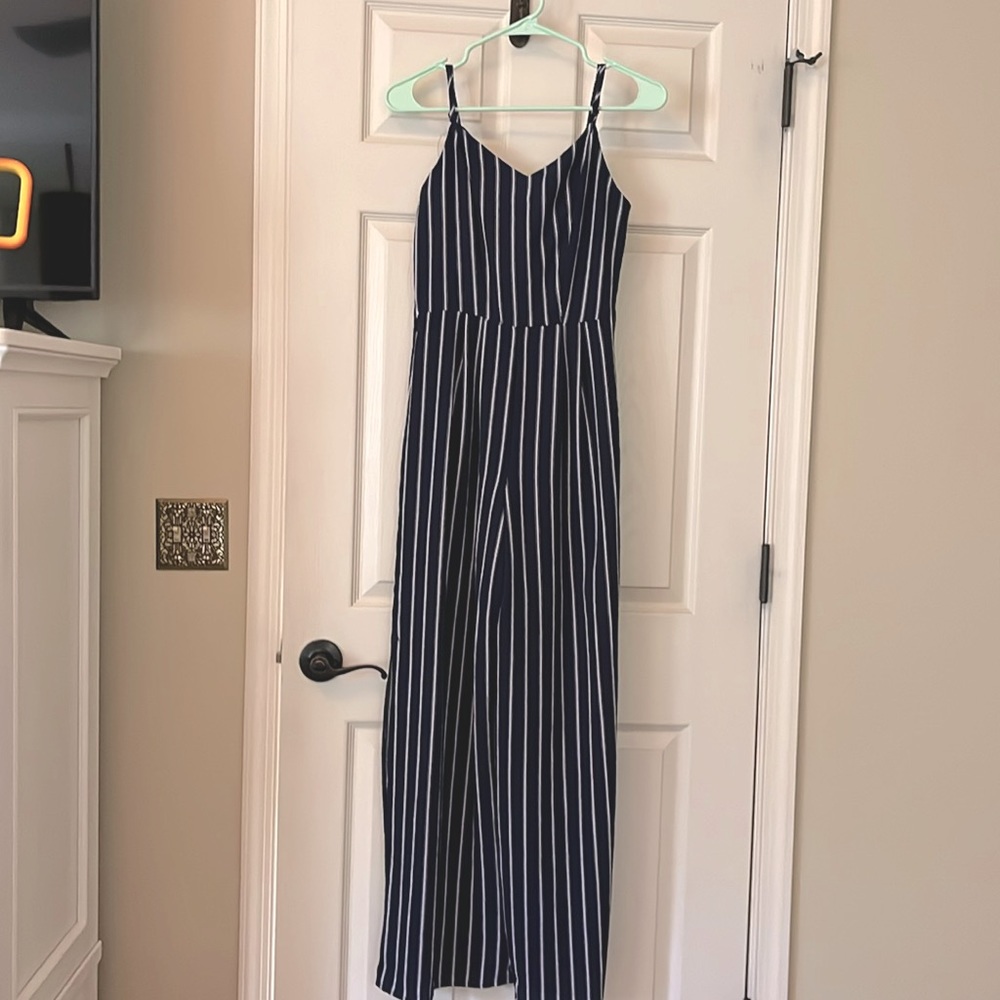 Navy Pin strip jumper